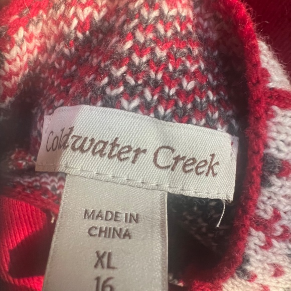 Coldwater Creek Ugly Christmas Sweater Women NWT XL Red and White Cozy Bead - Picture 5 of 10